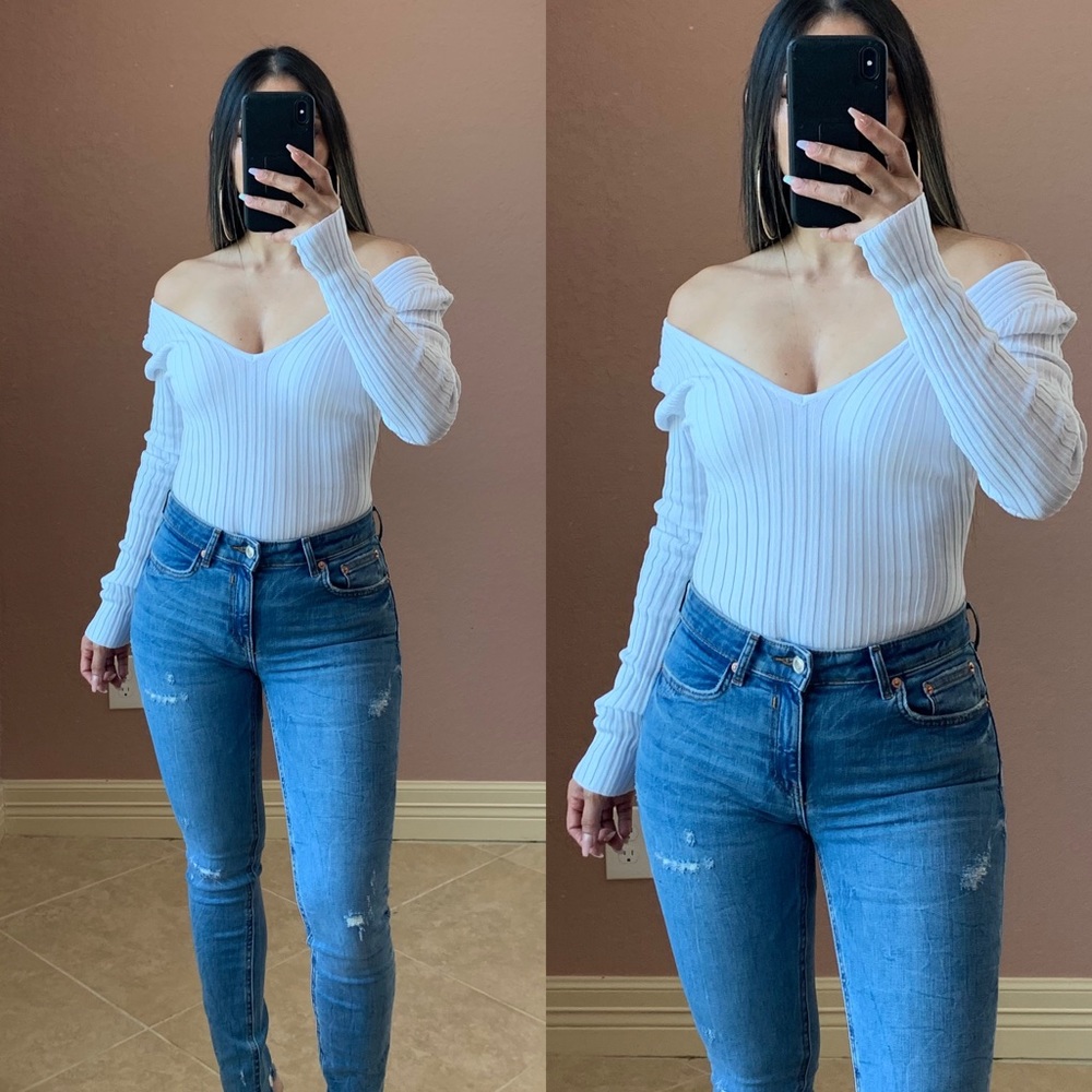 🆕 KAROL Long Sleeve Bodysuit-white